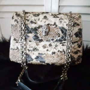 Betsey Johnson Snakeskin Skull Crossbody Bag